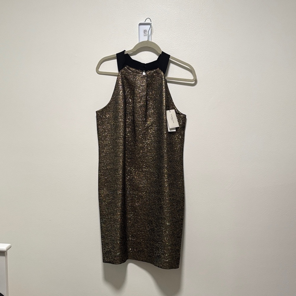 LK Bennett Black and Gold Mini Dress